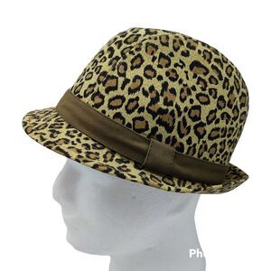Nicole Marciano Brown Leopard Animal Print Bold Bucket Fedora Hat